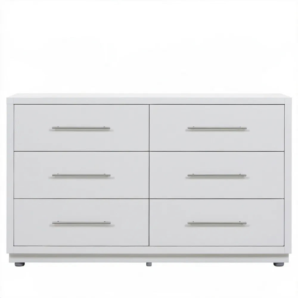 Biała komoda z 6 szufladami MDF 140 x 40 x 80 cm