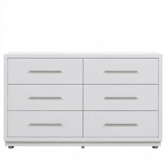 Biała komoda z 6 szufladami MDF 140 x 40 x 80 cm