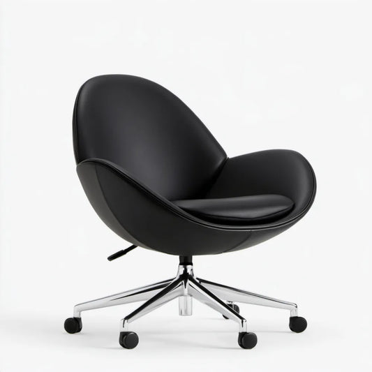 Czarny fotel obrotowy z ekoskóry PU, 65 x 65 x 82–92 cm