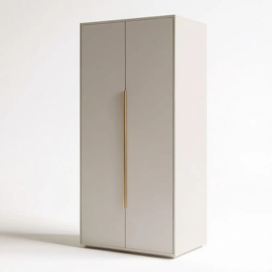 Dwudrzwiowa szafa z płyty MDF taupe ze złotym uchwytem 90 x 55 x 200 cm