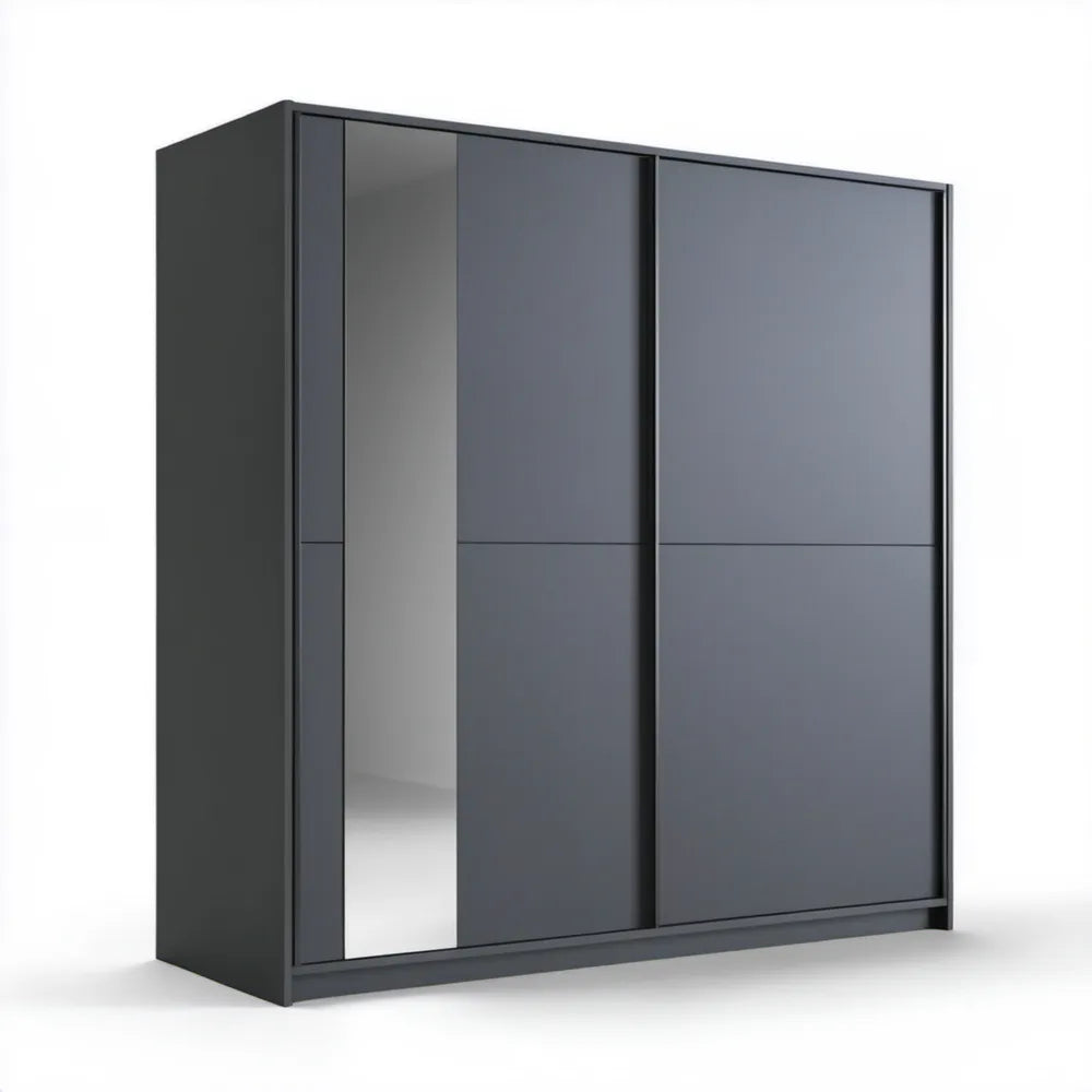 Szafa przesuwna z lustrem, antracytowa, 200 × 60 × 215 cm